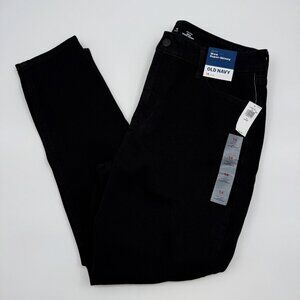 Old Navy WOW Super Skinny Ankle Jeans Women 14 Short Black High Rise Stretch NWT